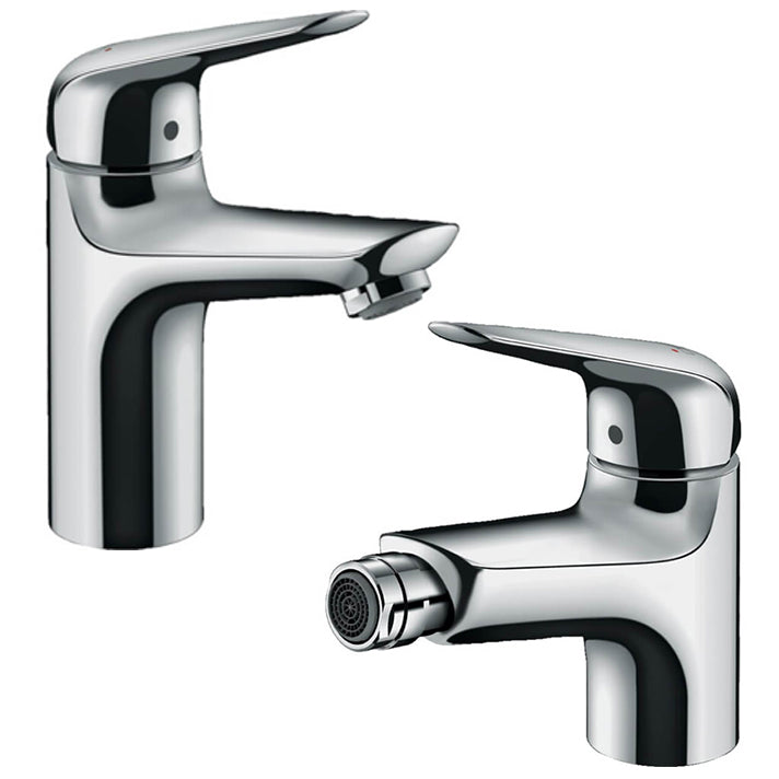 Pack Grifería Hansgrohe Novus 100 lavabo con válvula + Novus bidé