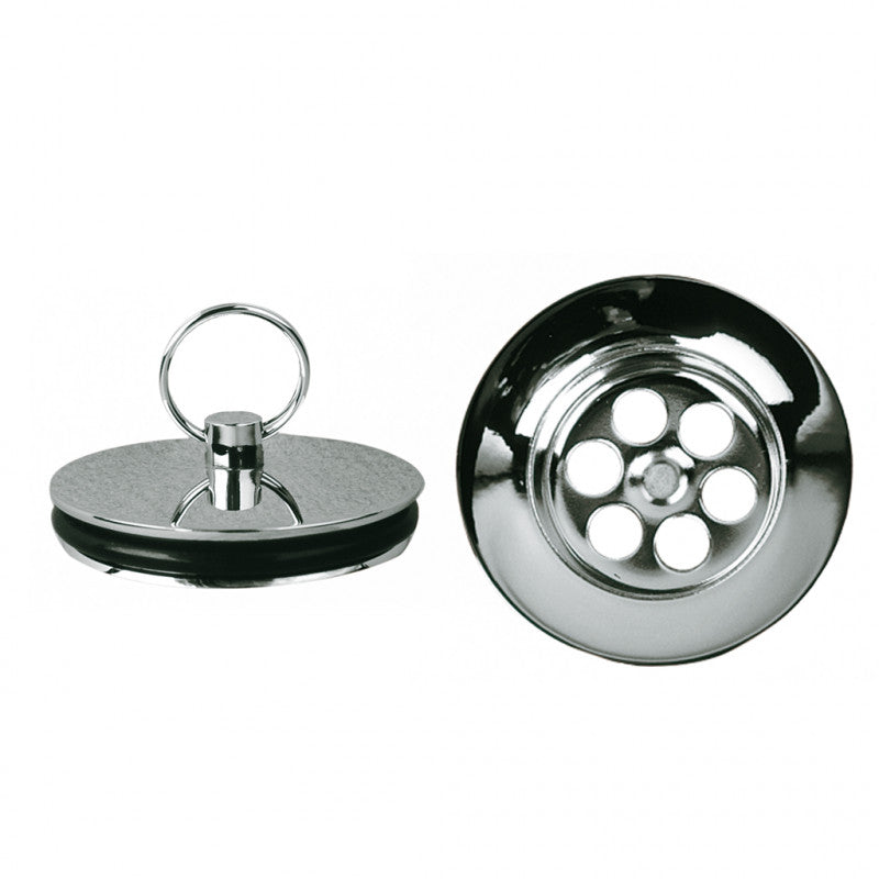 Jimten Conjunto tapón latón con anilla y junta, y chapa para válvula ac. inox. cromado A-61