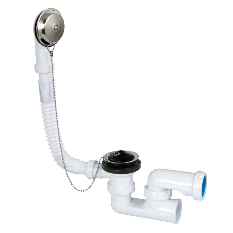Jimten Desagüe bañera sifonico flexible autolimpiante salida horizontal con tuerca Ø40 S-34