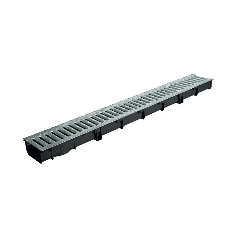 Jimten <b>Uso privado</b>. Canaleta con rejilla acero galvanizado. Ancho 130 1197 CAN06AP